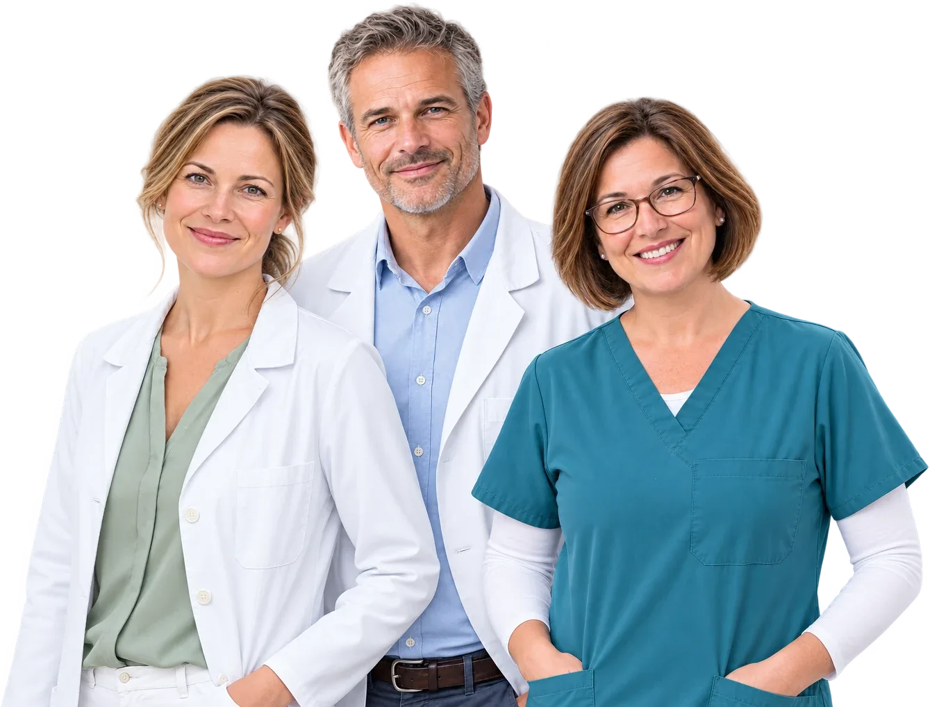Dr. Miriam Brandt, Dr. Stefan Müller und Praxismanagerin Sabine Kessler