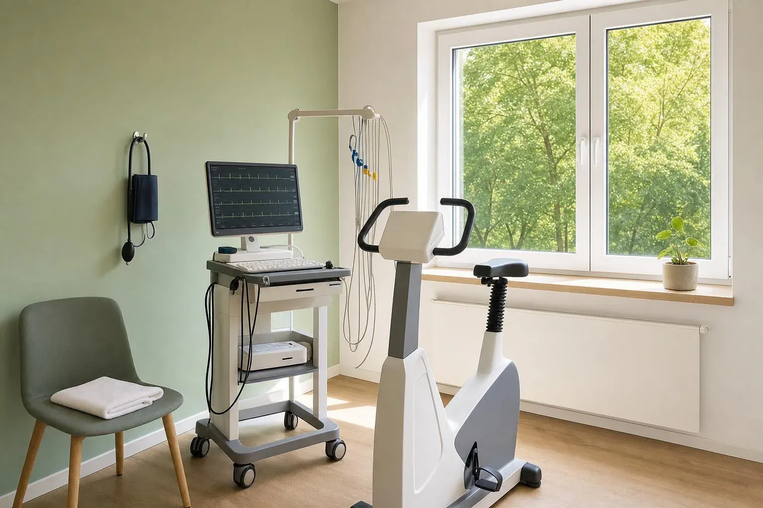 Raum für das Belastungs-EKG mit Fahrradergometer